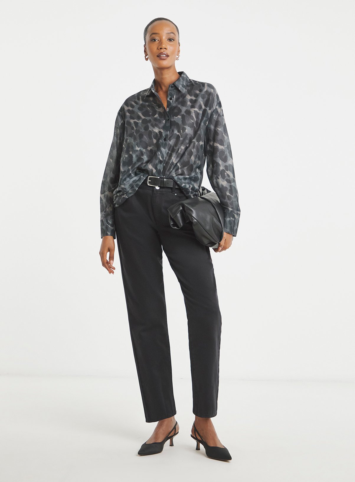 JD WILLIAMS Oversized Voile Leopard Print Shirt 26 - Image 2 thumbnail